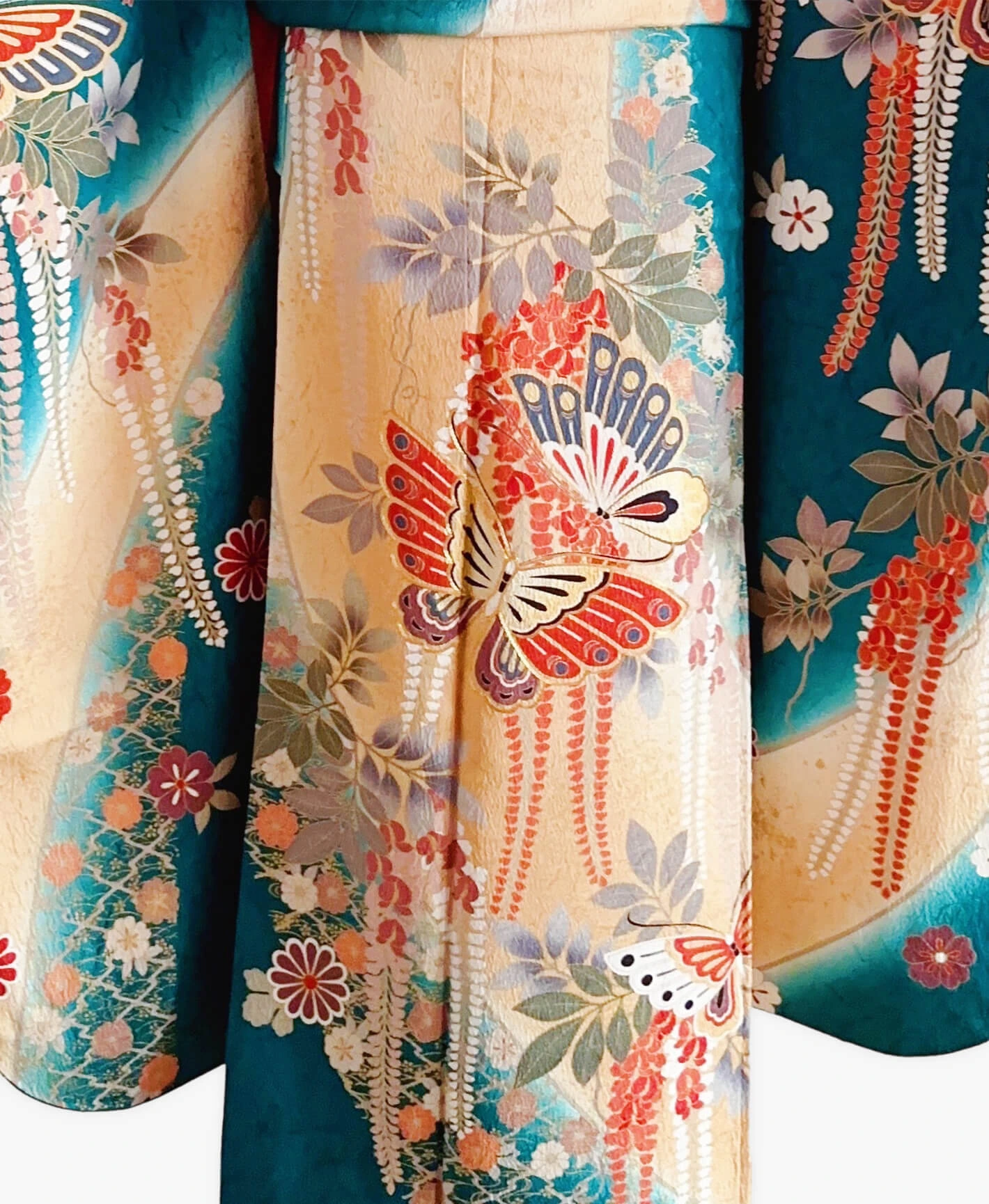 Dark Green Butterfly Furisode - Image 5