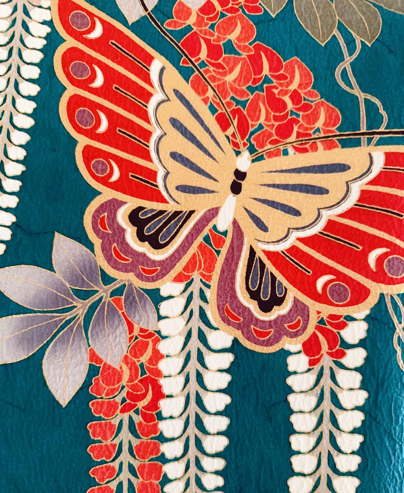 Dark Green Butterfly Furisode - Image 7