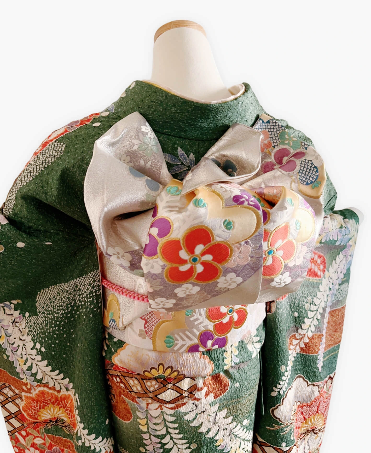 Green Wisteria Pine Furisode - Image 4