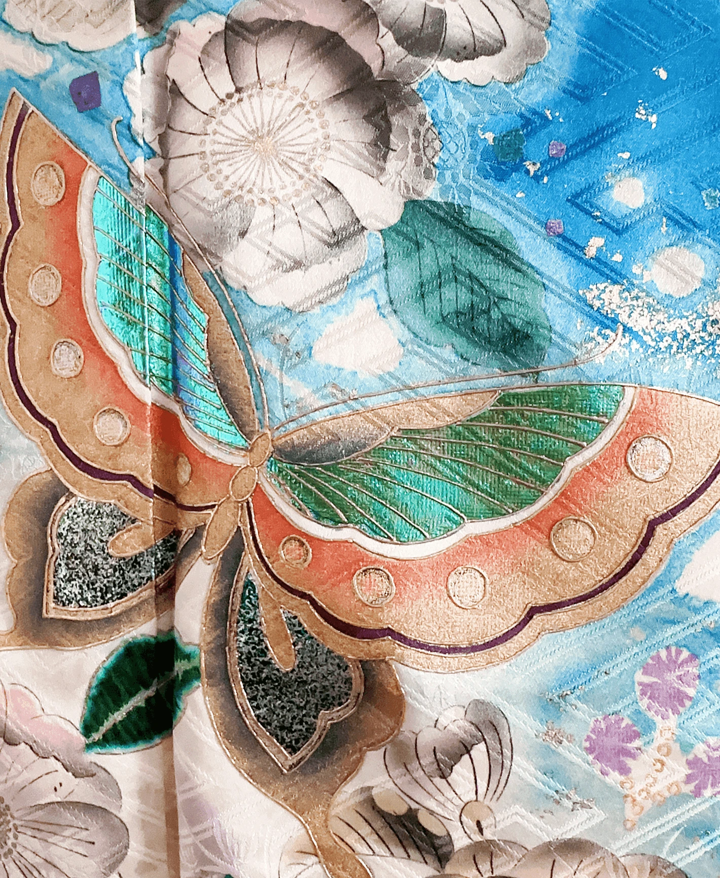 Blue Butterfly Flower Furisode - Image 6