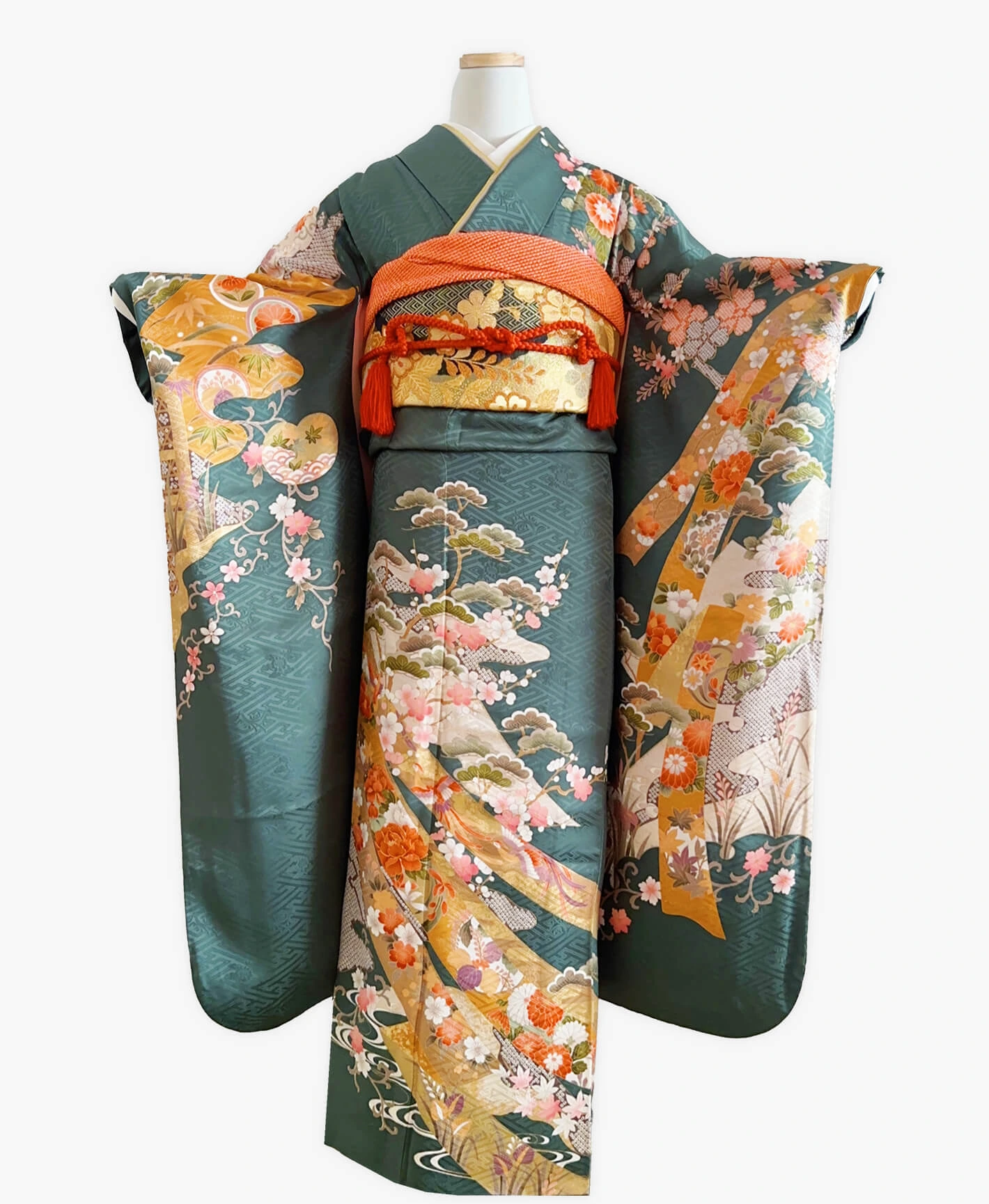 Teal Peony Furisode - Image 1