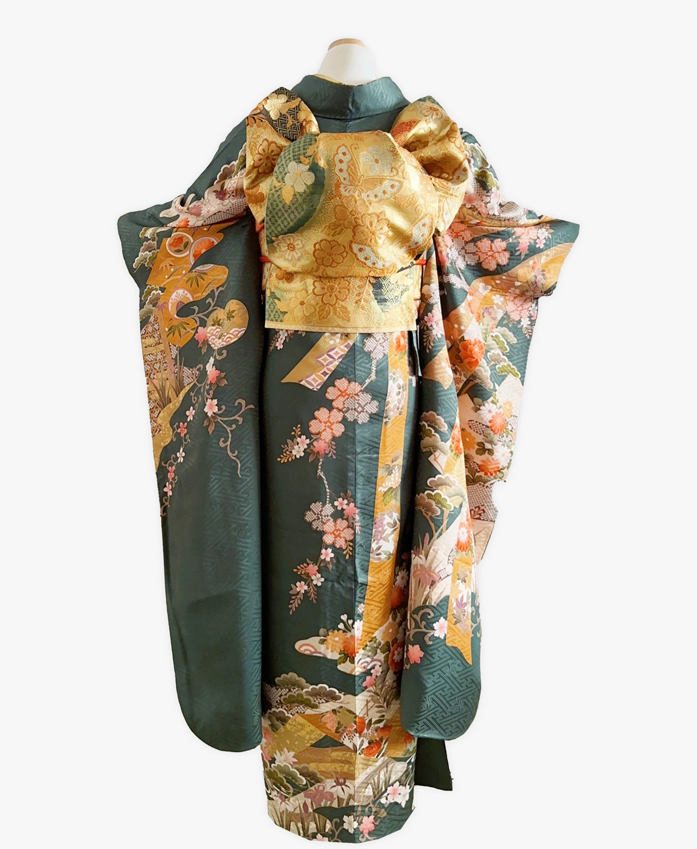 Teal Peony Furisode - Image 2