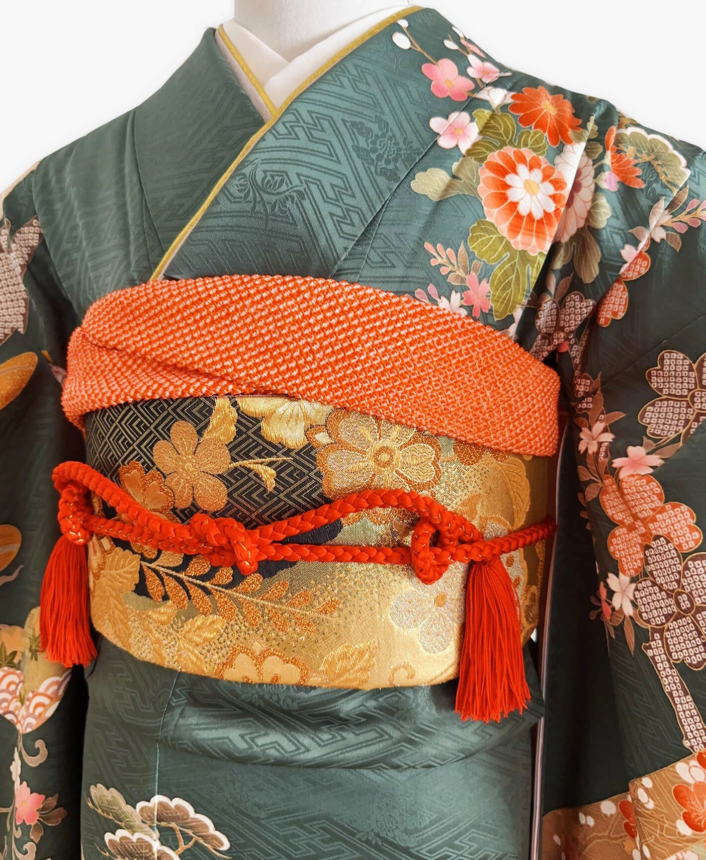 Teal Peony Furisode - Image 3