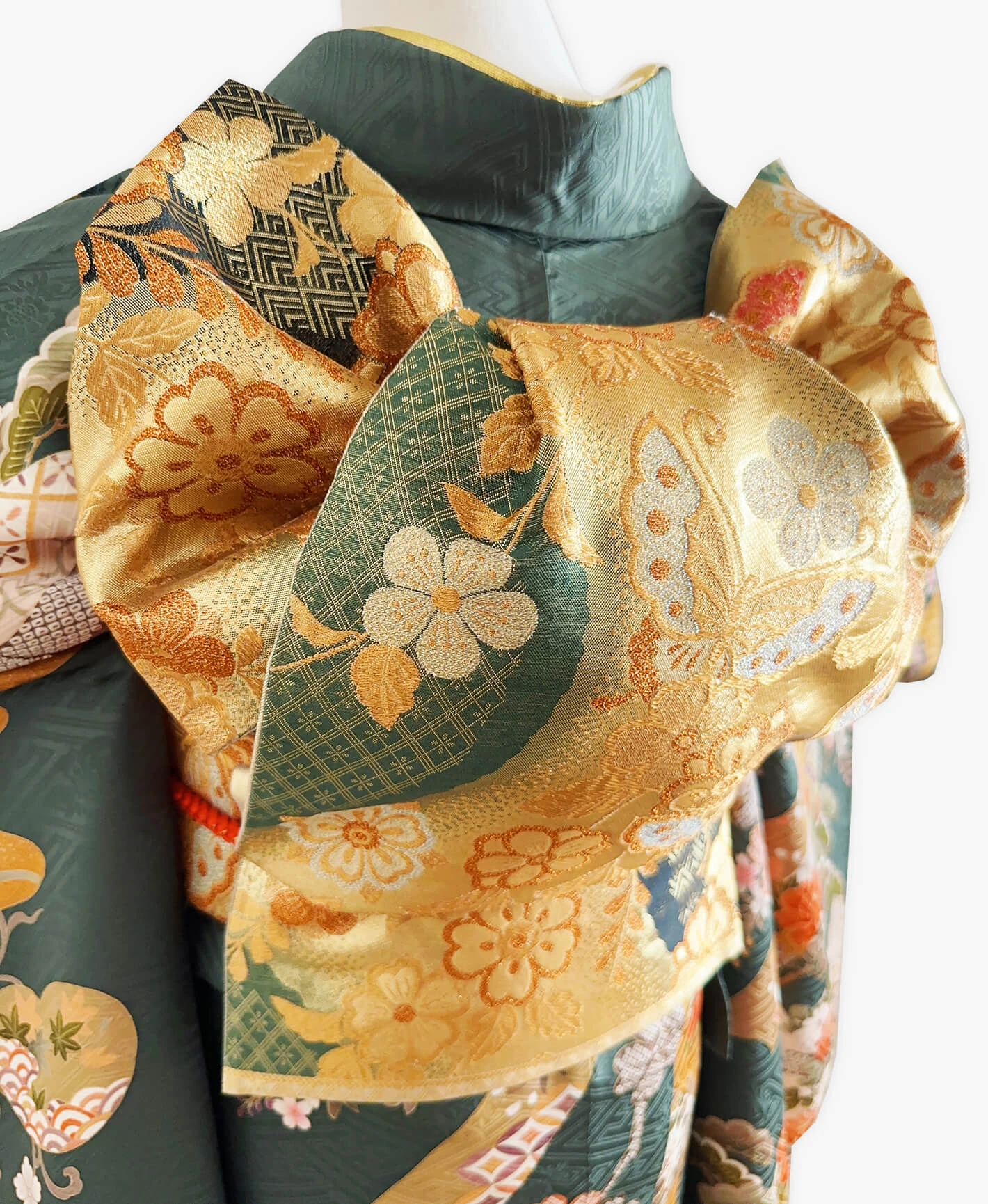 Teal Peony Furisode - Image 4