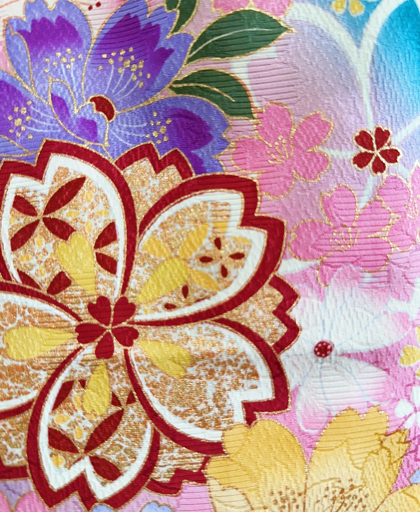 Light Blue Floral Furisode - Image 6