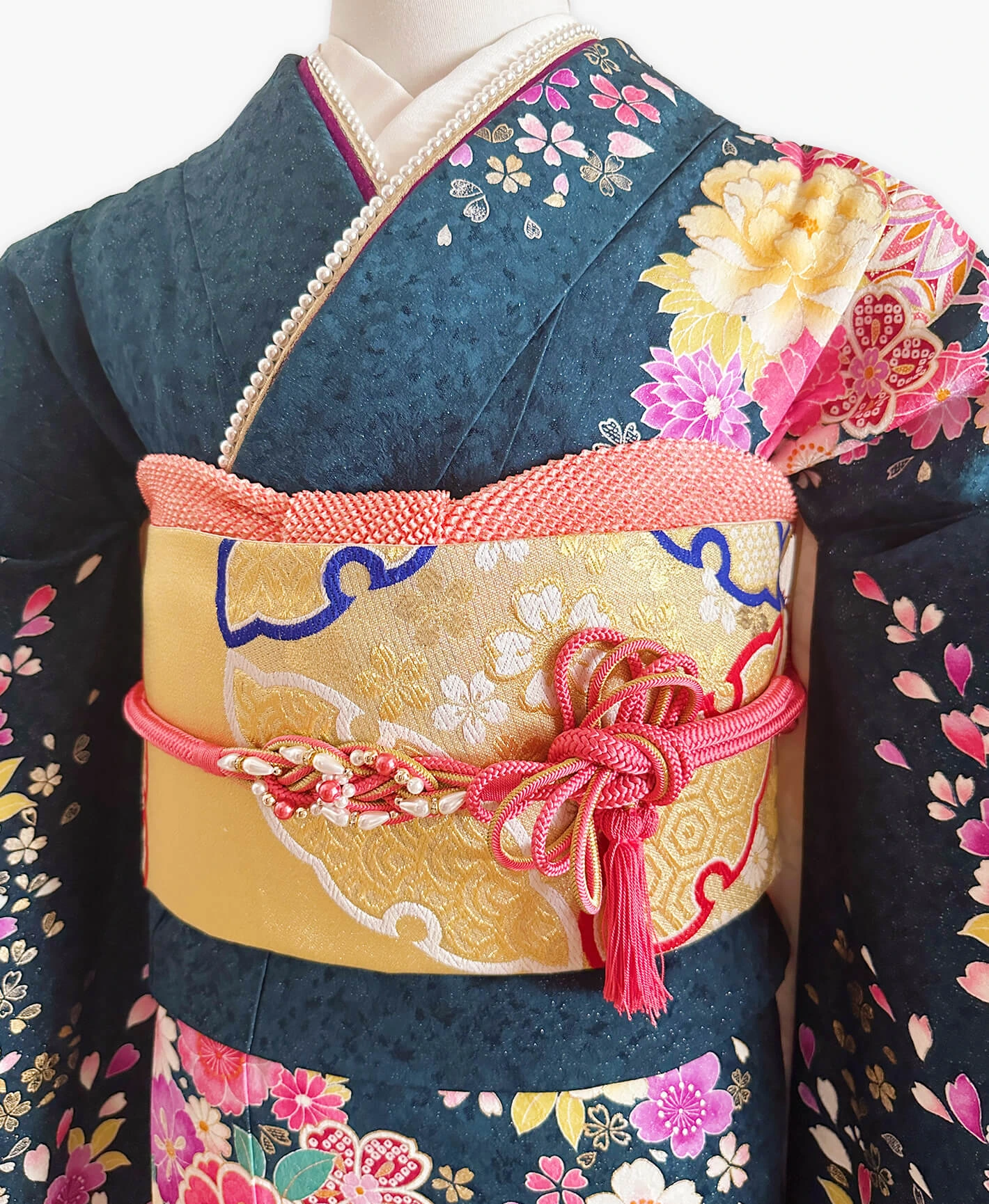 Blue Pink Floral Furisode - Image 3