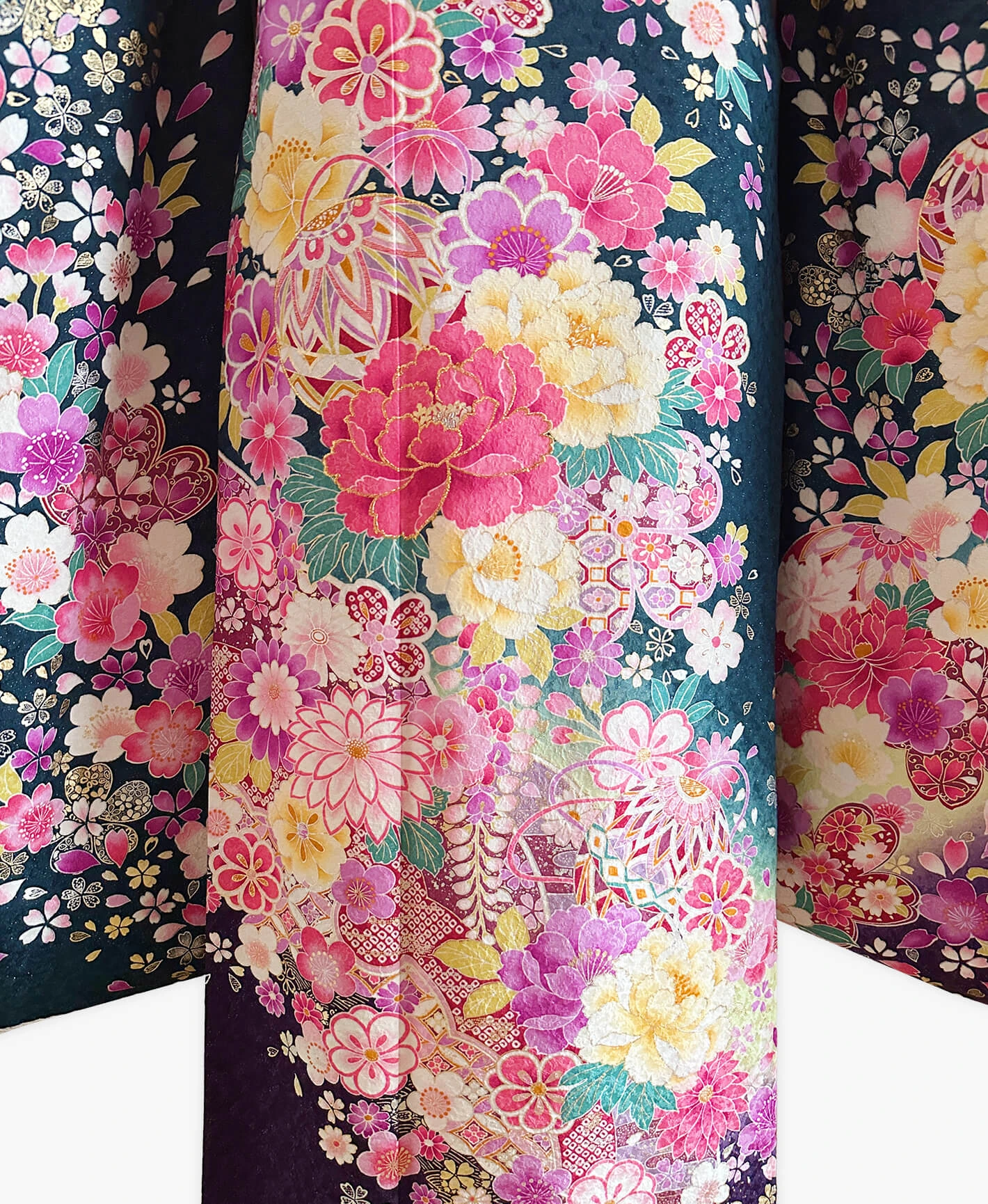 Blue Pink Floral Furisode - Image 5