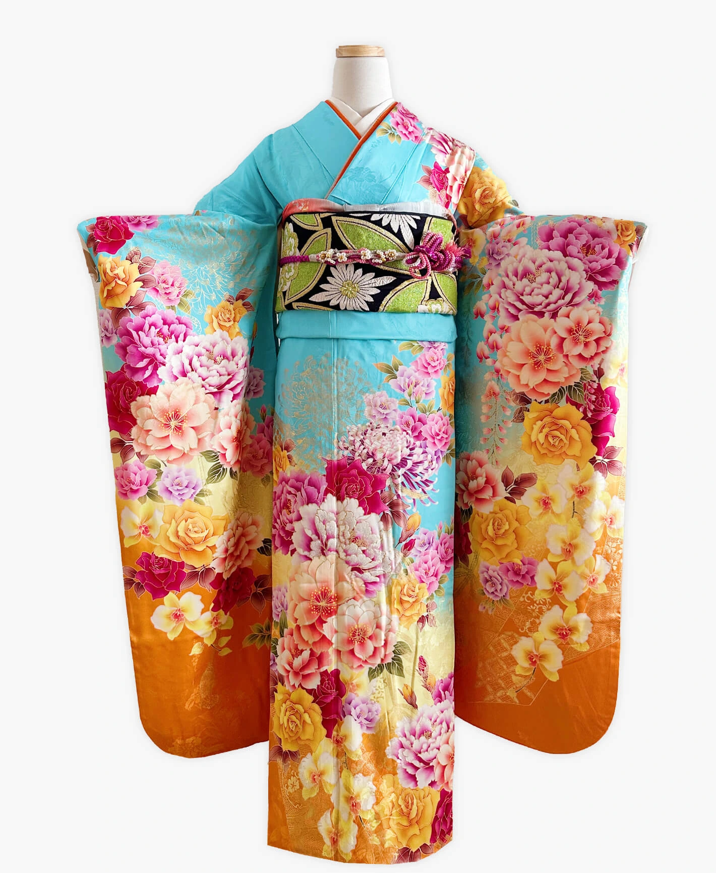 Sky Blue Floral Furisode - Image 1