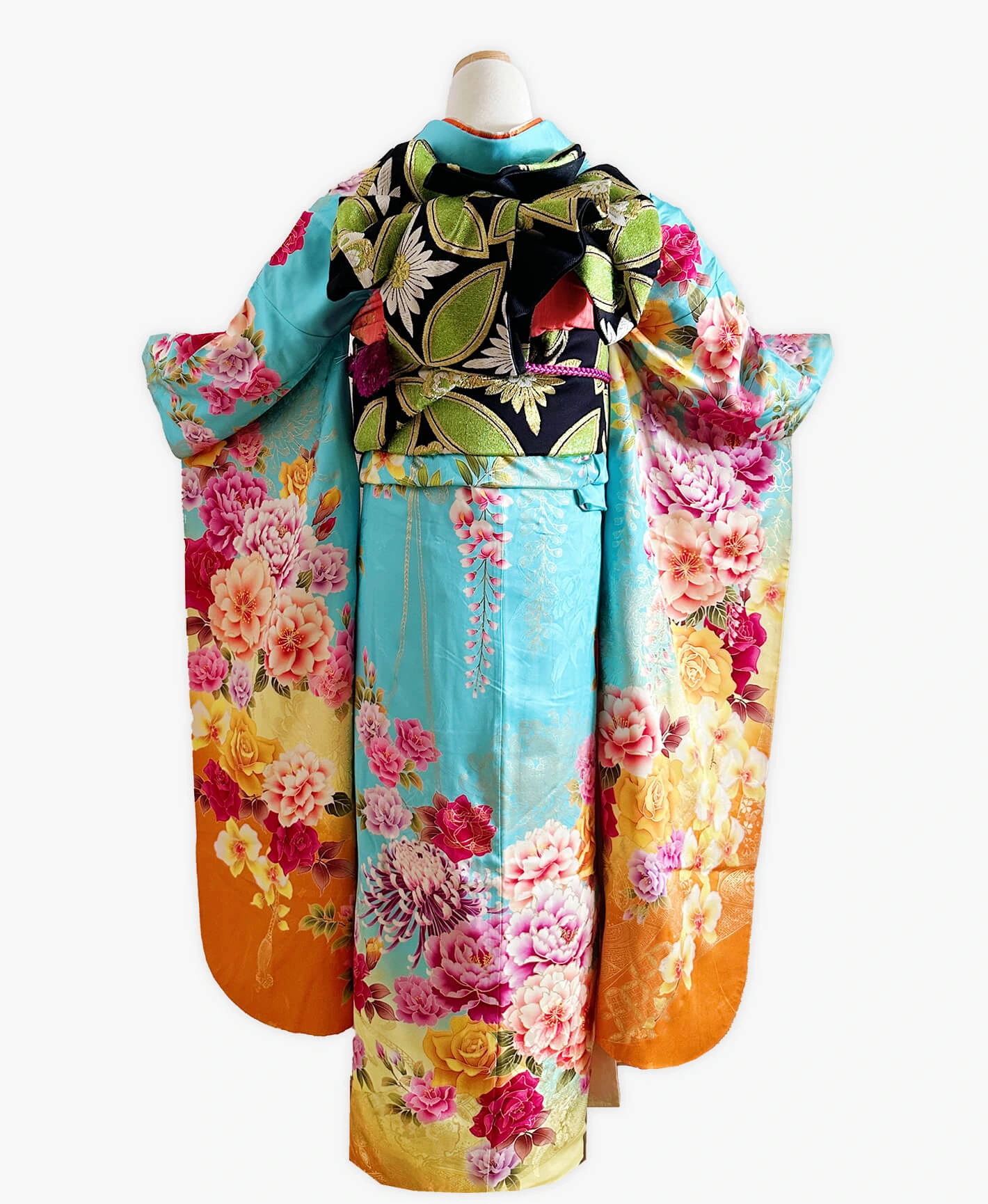 Sky Blue Floral Furisode - Image 2