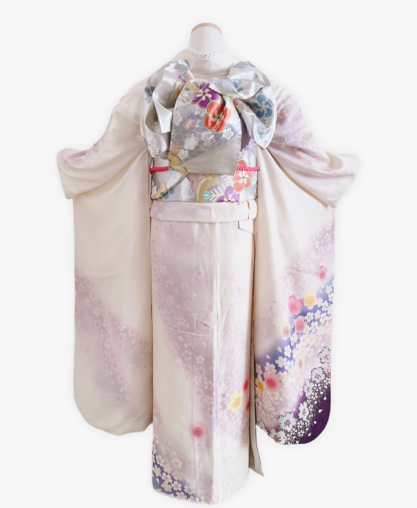 White Sakura Petals Furisode