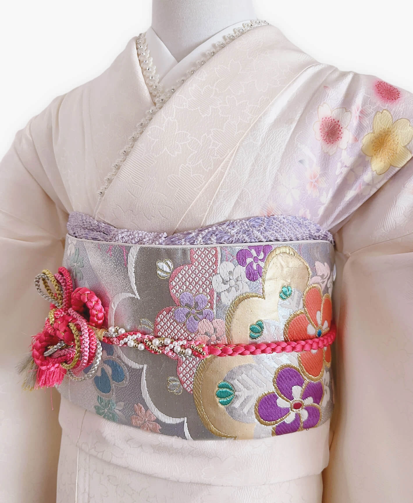 White Sakura Petals Furisode - Image 3