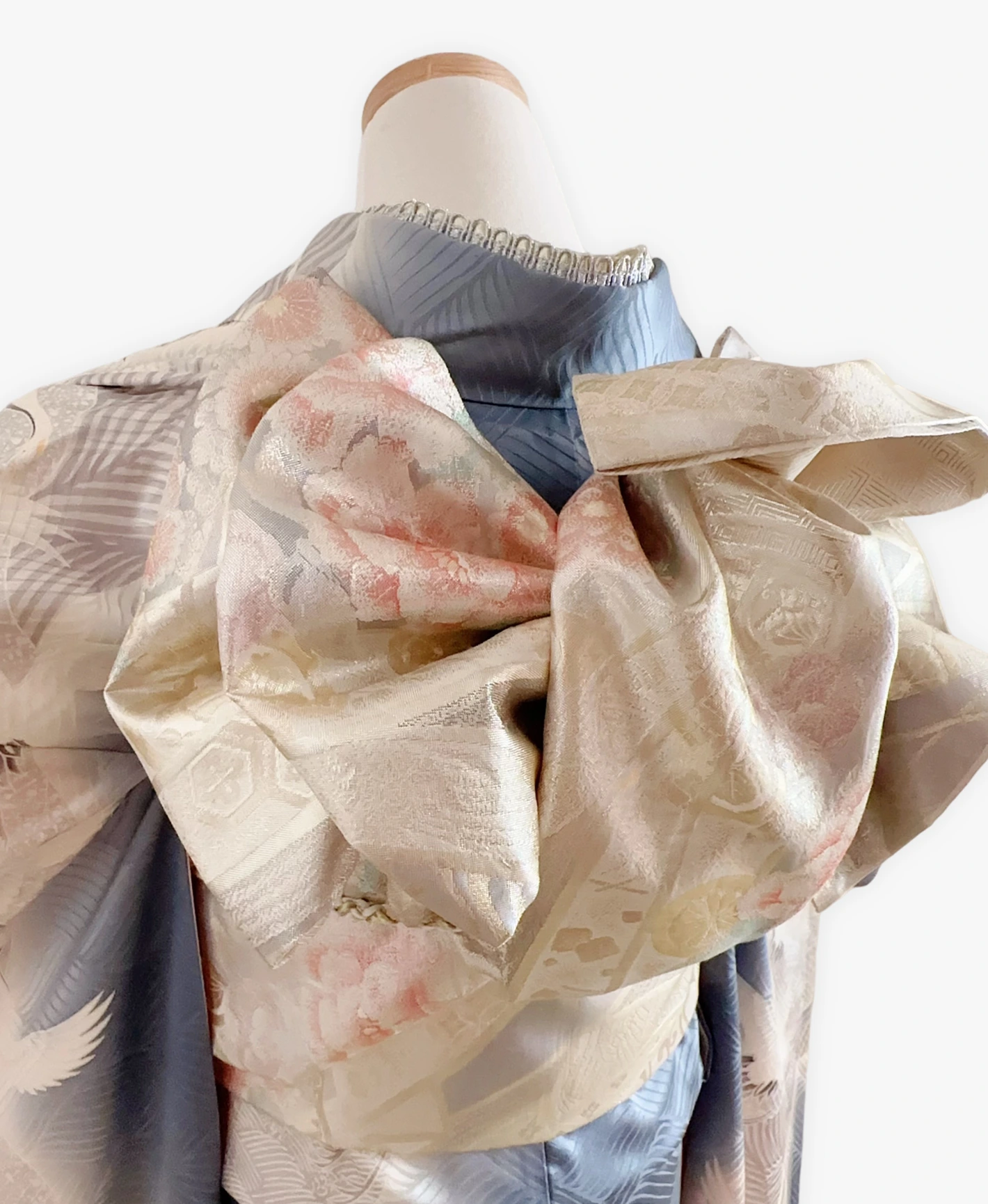 Blue Grey Crane Wave Furisode - Image 4