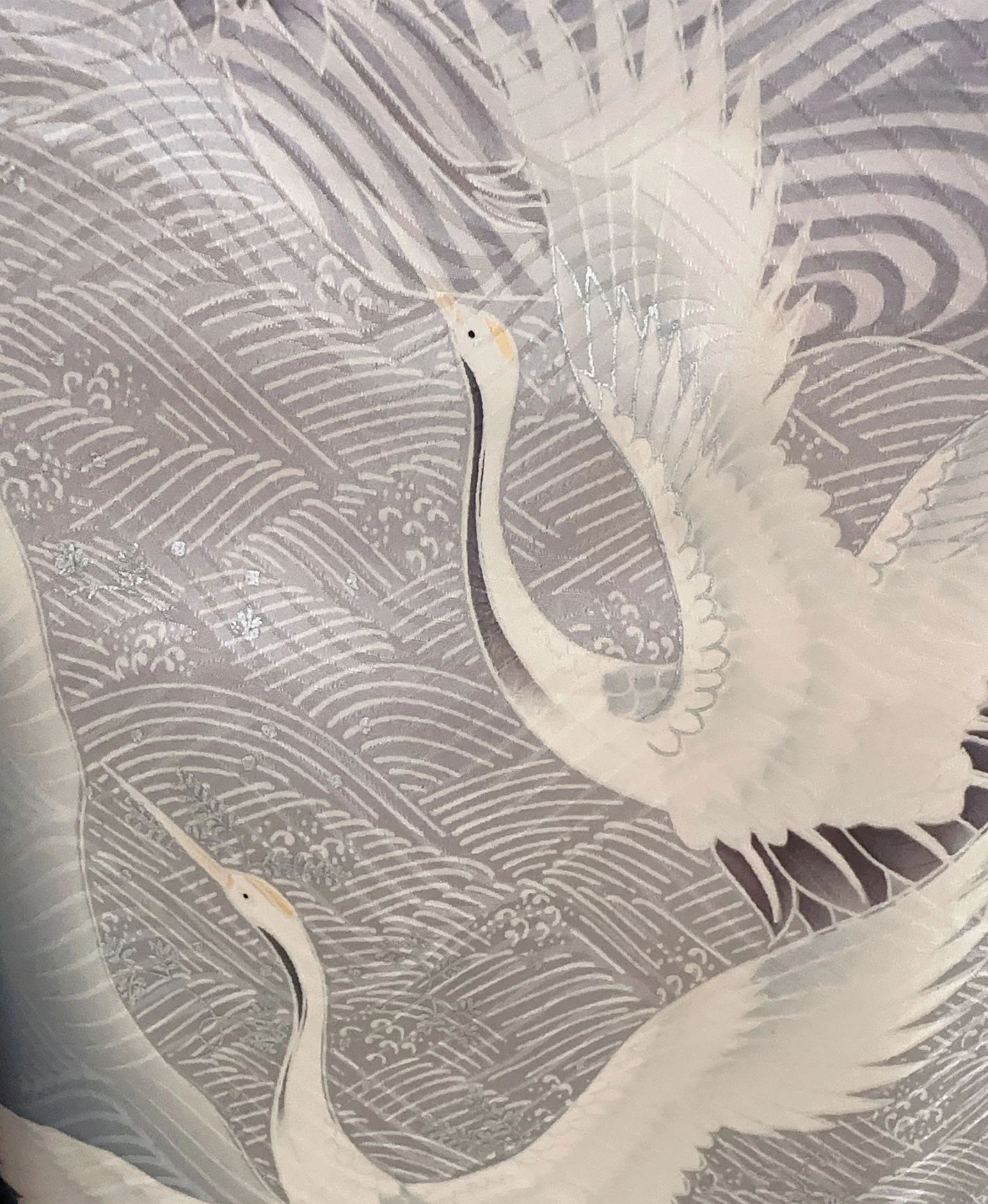 Blue Grey Crane Wave Furisode - Image 7