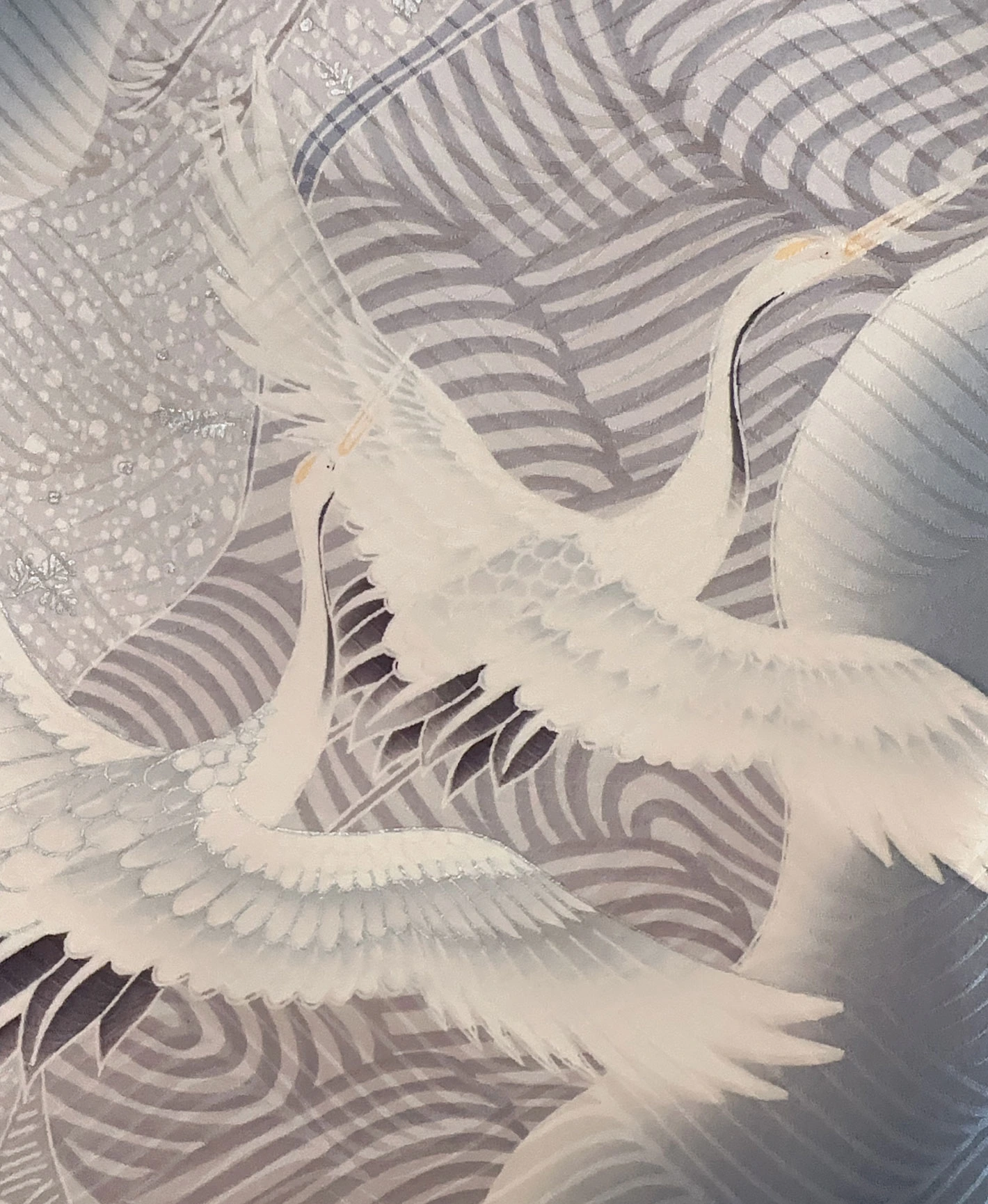 Blue Grey Crane Wave Furisode - Image 8