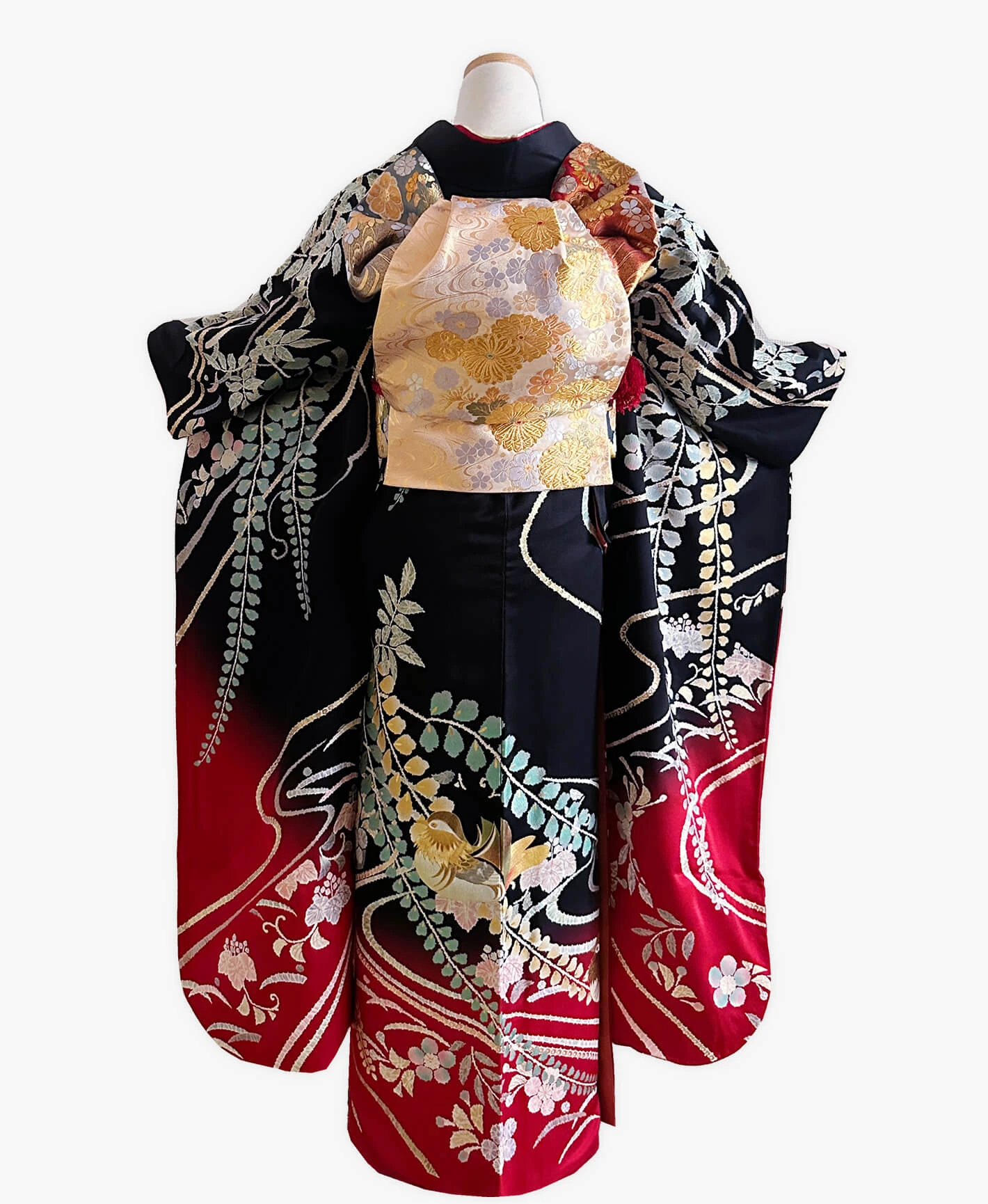 Black & Red Mandarin Duck Furisode - Image 2