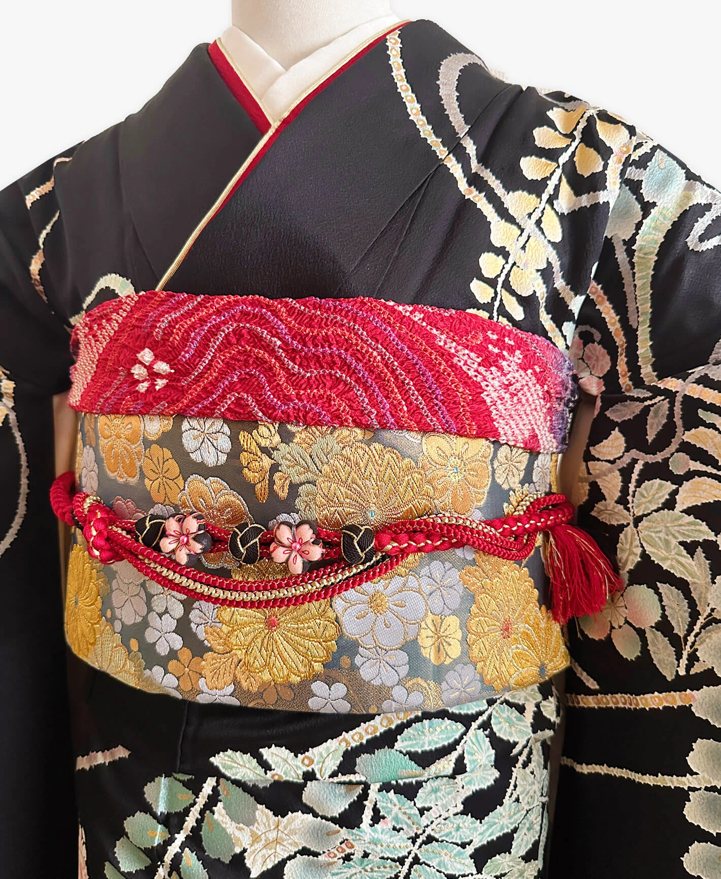 Black & Red Mandarin Duck Furisode - Image 3
