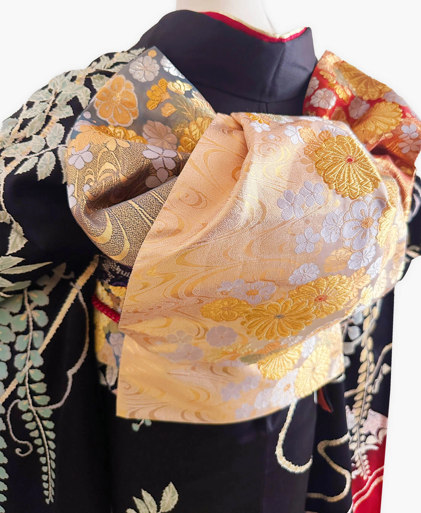 Black & Red Mandarin Duck Furisode - Image 4